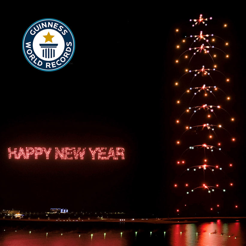 2022 New Year's Eve Set's Two Drone World Records Influential Drones