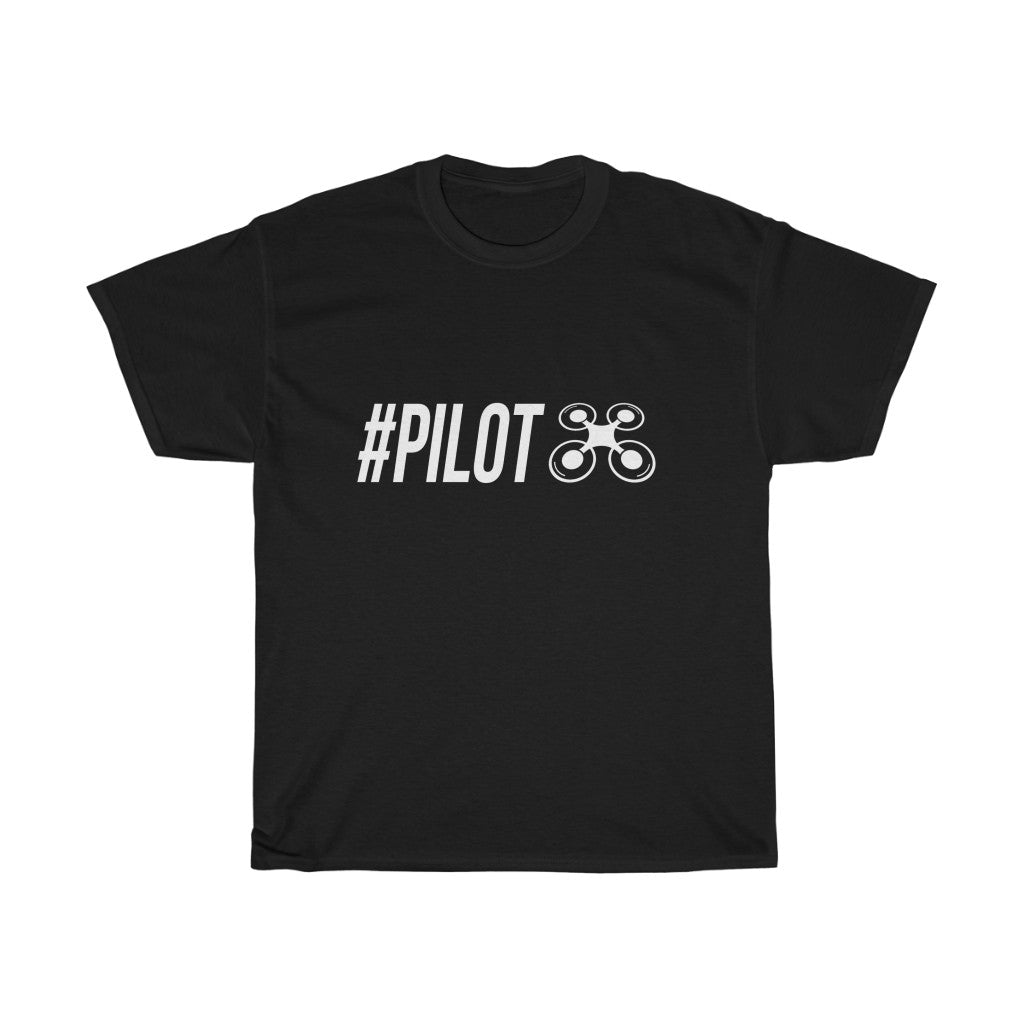 White "#PILOT" Quadcopter Unisex T-Shirt