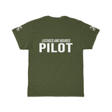 "Licensed and Insured Pilot" T-Shirt w/ Shoulder Drone