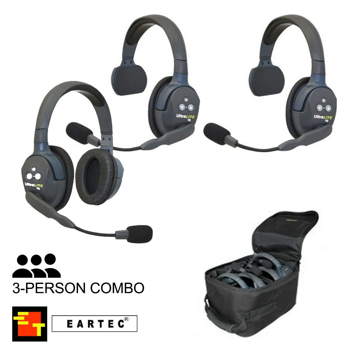 UltraLITE 3-Person Hands Free Radio Headset Combo