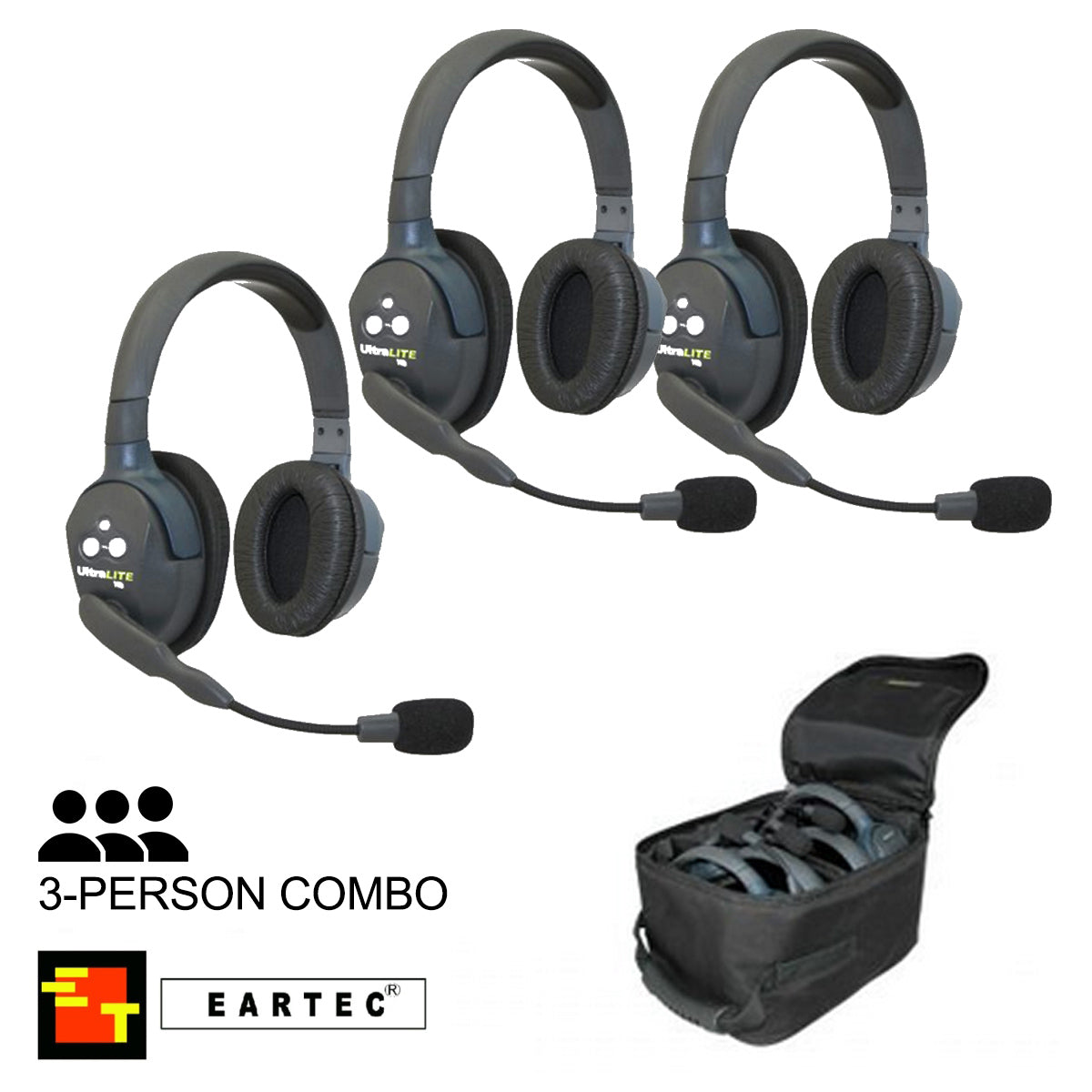 UltraLITE 3-Person Hands Free Radio Headset Combo