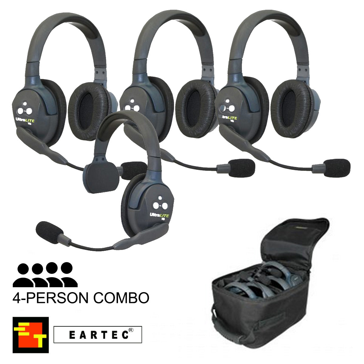 UltraLITE 4-Person Hands Free Radio Headset Combo