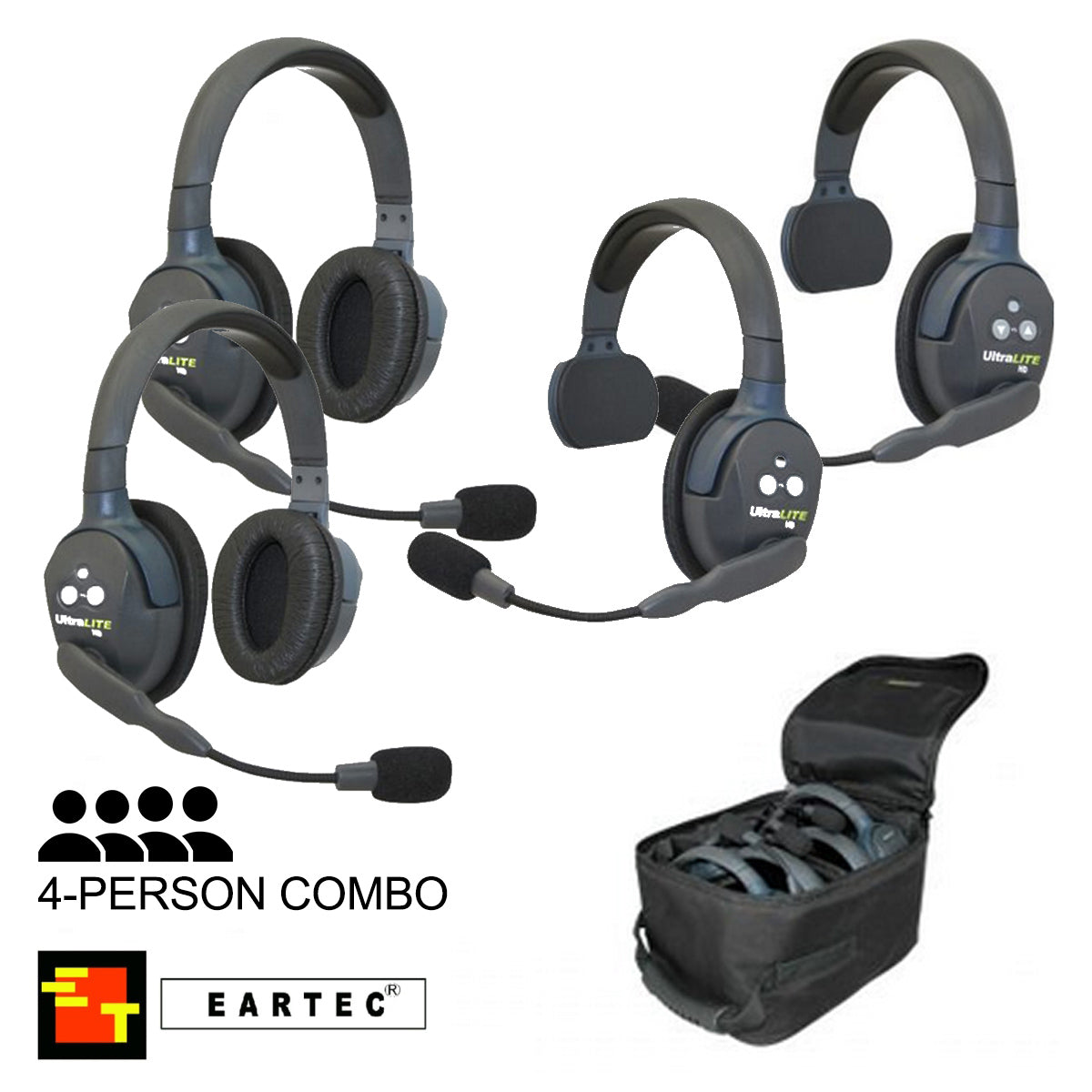 UltraLITE 4-Person Hands Free Radio Headset Combo