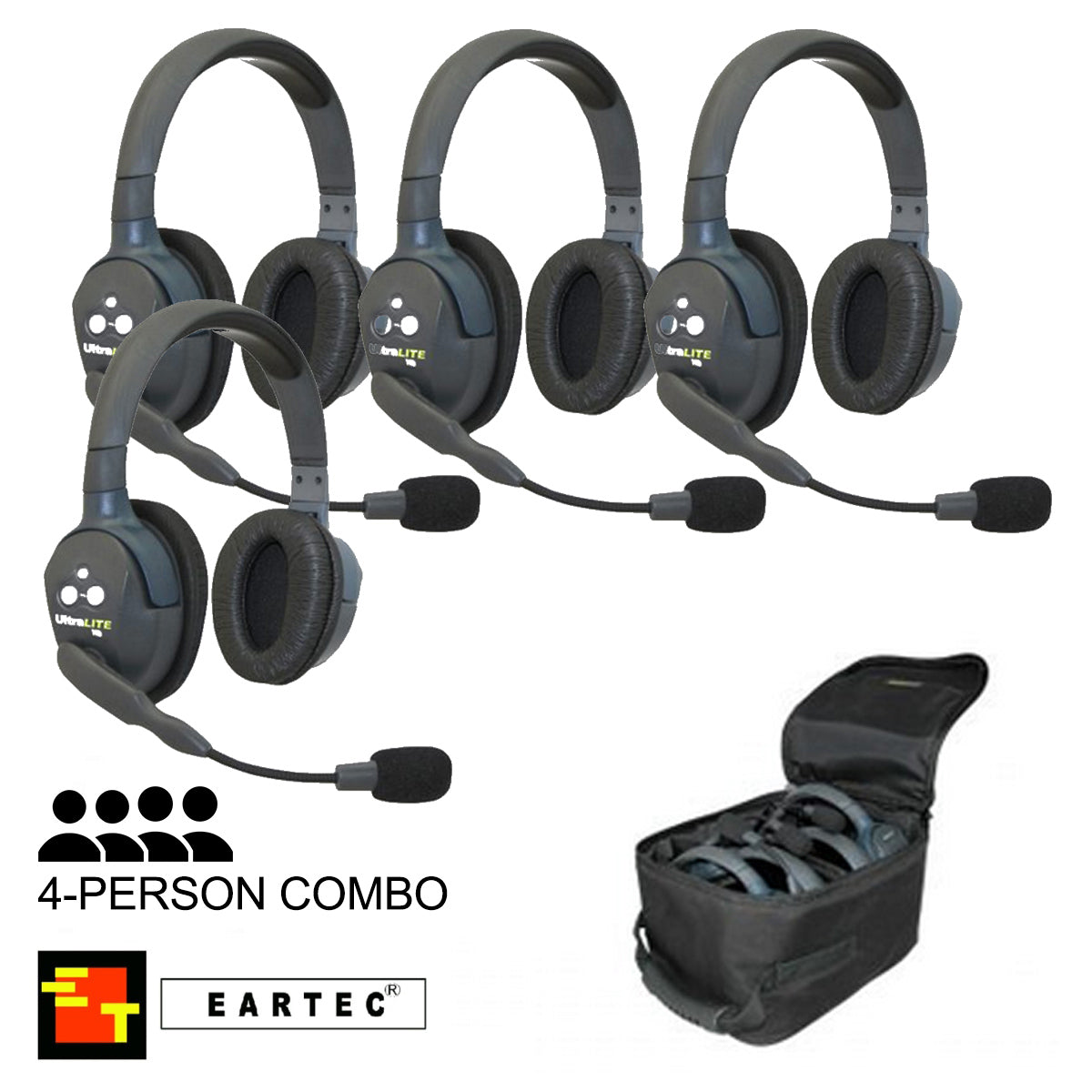 UltraLITE 4-Person Hands Free Radio Headset Combo