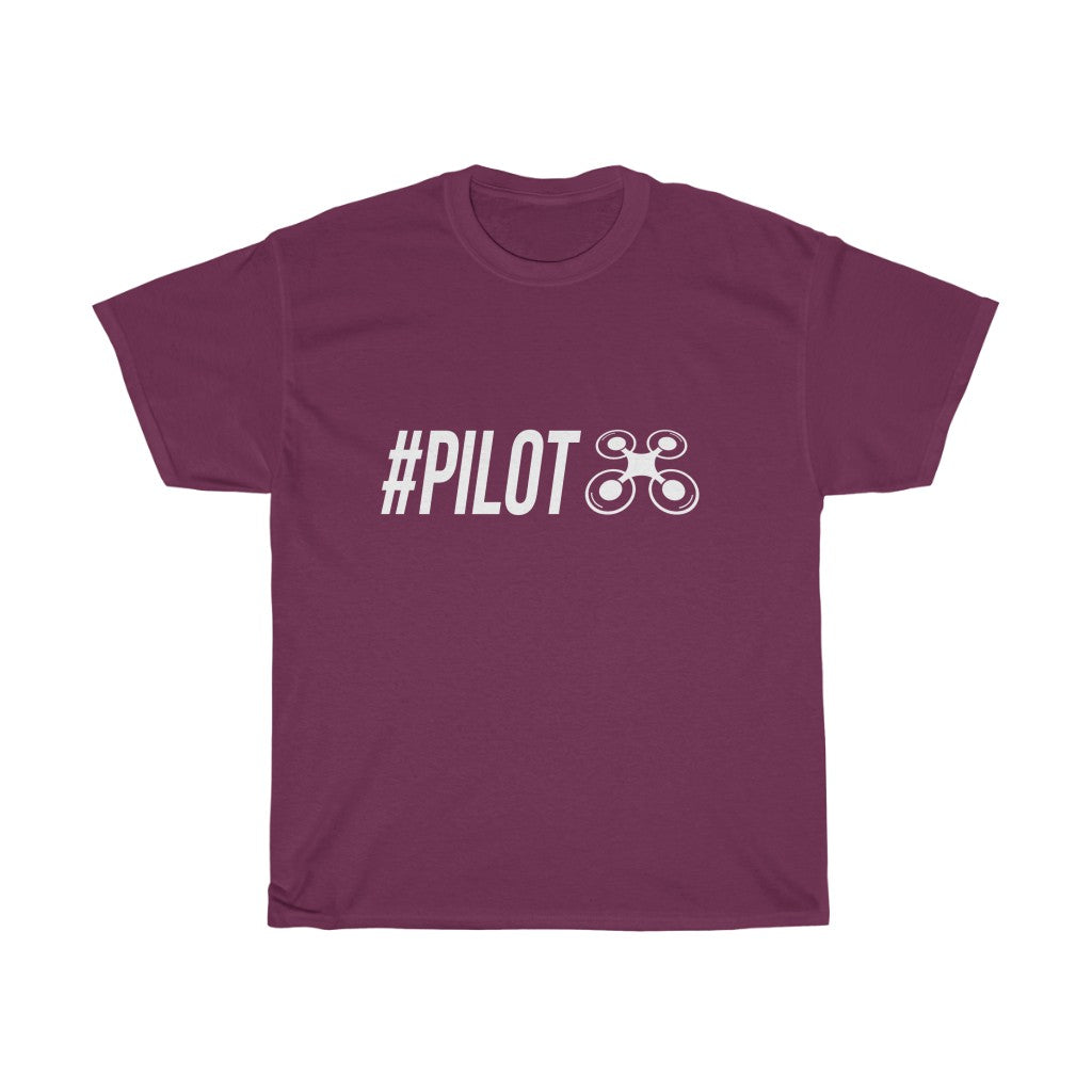 White "#PILOT" Quadcopter Unisex T-Shirt